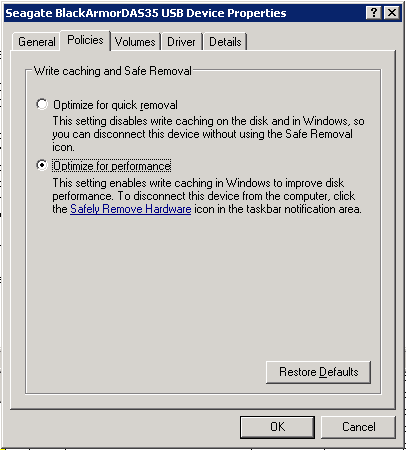 PerformanceOptimise Device Manager Optimising External USB Drive for Performance