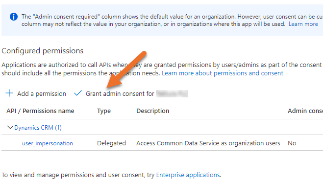 Image of Admin Consent being granted on an Azure App Registration.
