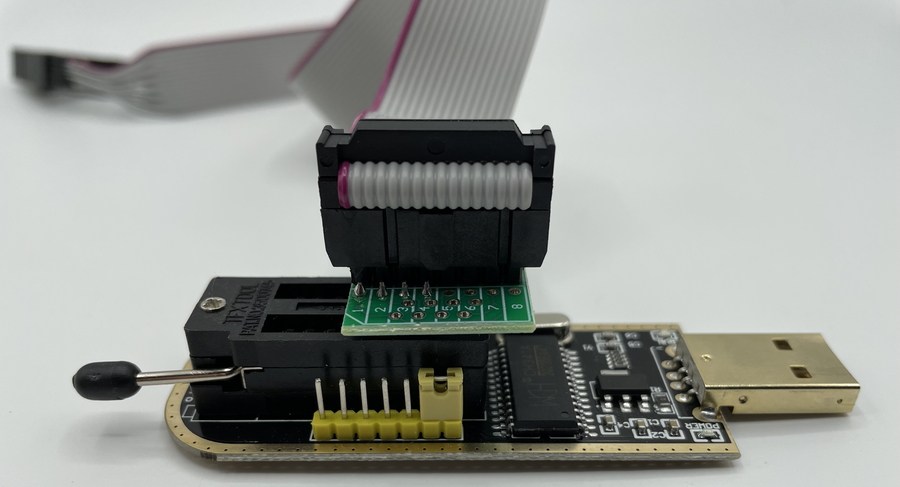 Image of CH431a USB Programmer with 8-16 Pin Header Installed