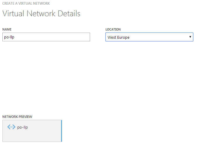 Creating an Azure virtual network in preparation for building a site-to-site link to a Draytek router