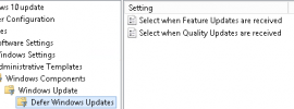 Image showing group policy settings to defer Windows Quality and Feature updates
