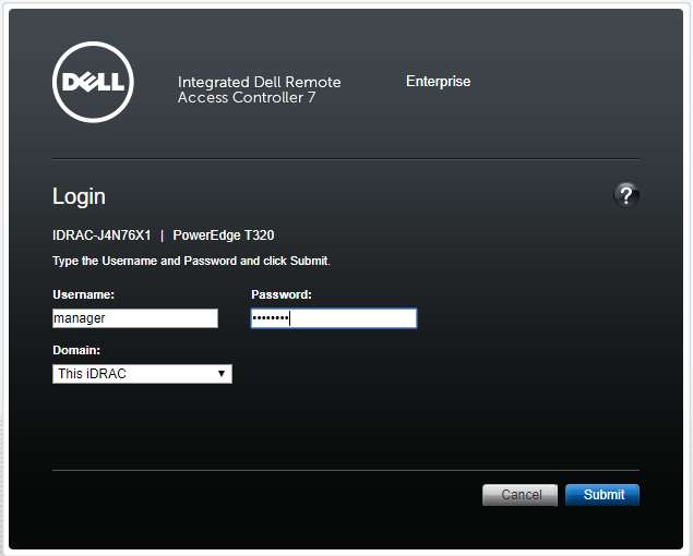 Image showing login prompt of Dell iDrac 7