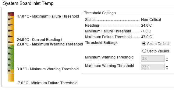 Image of Temperature Probe on a Dell Server within OpenManage 9.3