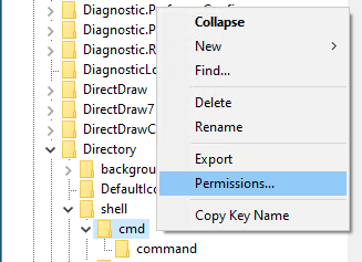 Image showing modification of permissions in registry editor.