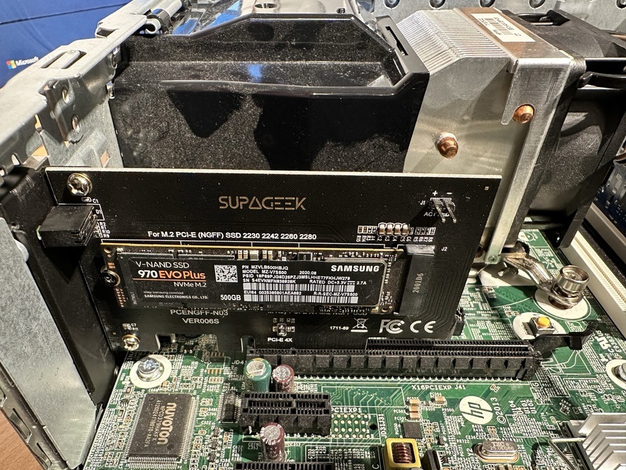Samsung PCIe NVME SSD Installed into a HP EliteDesk 800 G1