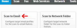 Image showing Scan to Email Menu option on a HP Printer