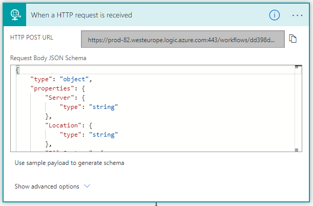Image of HTTP Request in Microsoft Flow