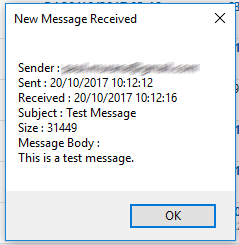 Screenshot of VBA Macro being triggered when new mail is received in Outlook