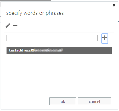 Office 365 - Specifying words for transport rule