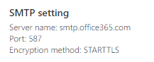 Image showing SMTP Server settings for Office 365 to allow you to send from an alias using Microsoft Outlook