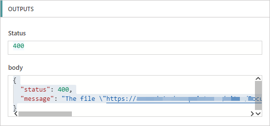 Image showing a Microsoft Power Automate Error condition when trying to update a locked file.