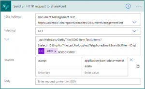 Use the REST API in Flow to get over 5000 items from SharePoint