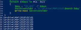 Image of PowerShell loop padding a single digit number with leading zeros