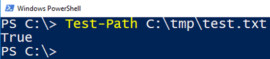 Image showing result from Powershell "Test-Path" to check if a file exists.