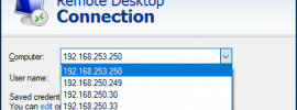 Image of Remote Desktop Client showing connection history