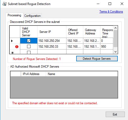 Image of Microsoft DHCP Rogue Detection Tool