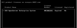 Image showing SCO Openserver License Manager license expiry