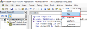 How to comment a block of code in the Office VBA Editor