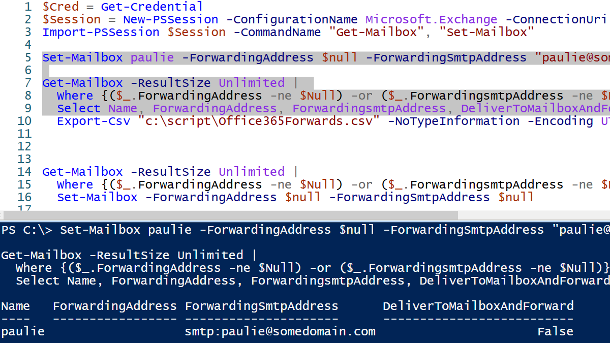 Remove Forwarding From Office 365 Mailboxes With Powershell