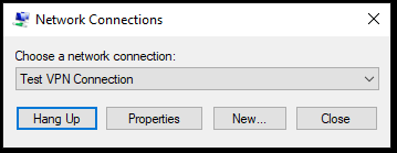 Image showing rasphone.exe running on Windows 10 1903 update